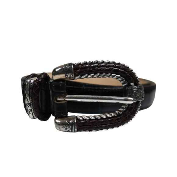 Brighton Accessories - Brighton Women's M 40253 Black Croc Embossed Leather Belt